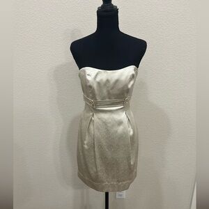 Elegant Strapless Gold Dress